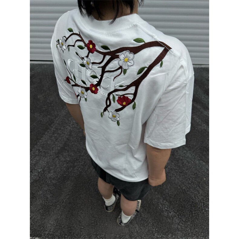 M660-P35推荐#原版前后刺绣休闲宽松短袖T恤图片