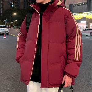 特批P75无差价冬季三条杠拼接连帽棉服男青少年防泼水棉衣M2910图片