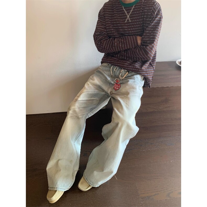 奶油擦脏直筒baggy牛仔裤宽松阔腿休闲裤子NZ7899特P56,男装牛仔裤,星座908-1