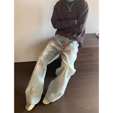 奶油擦脏直筒baggy牛仔裤宽松阔腿休闲裤子NZ7899特P56，男装牛仔裤，星座908-1