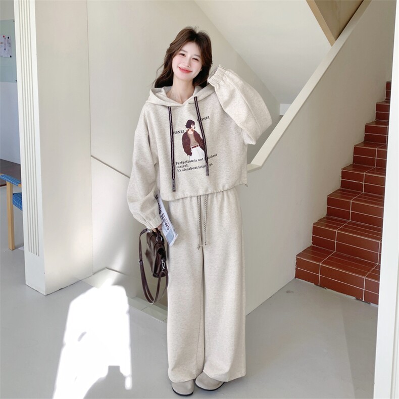 26春新款现-慵懒分盐系撞色卡通连帽卫衣套装2631-P175K288,女装套装/套裙,2B190