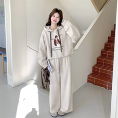 26春新款现-慵懒分盐系撞色卡通连帽卫衣套装2631-P175K288，女装套装/套裙，2B190