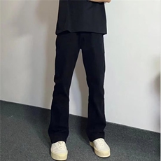 W10882-P38特批网图现货美式复古高街黑色微喇加绒加厚牛仔裤，男装牛仔裤，星座1608