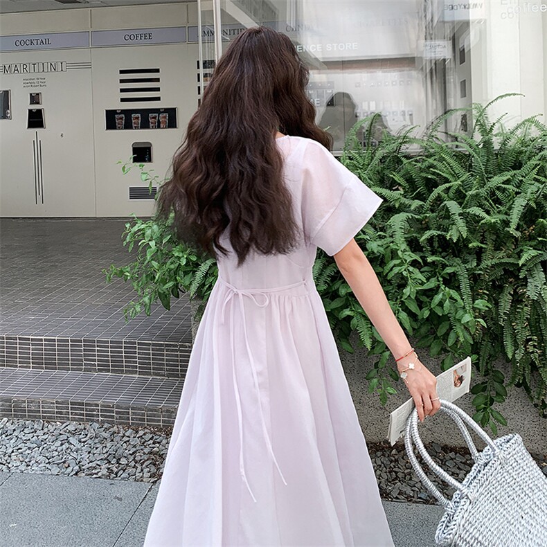 法式浪漫浅紫色连衣裙女夏2025新款度假风公主裙流行温柔风超火,女装连衣裙,浙宝305