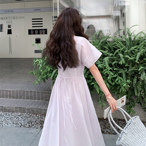 法式浪漫浅紫色连衣裙女夏2025新款度假风公主裙流行温柔风超火图片