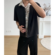 美式复古假两件衬衫短袖男夏季宽松慵懒垂感防晒衬衣外搭开衫外套，男装防晒衣，星座601-1