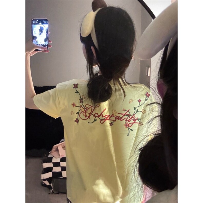 H1013-P35高版本#原版全刺绣内里铺布宽松休闲短袖T恤,女装T恤,星座617A-2