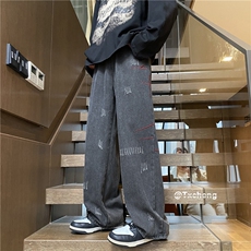 抖音品质春季裤子美式复古磨毛直筒牛仔裤B315-K23414-p55控68，男装牛仔裤，电商B315