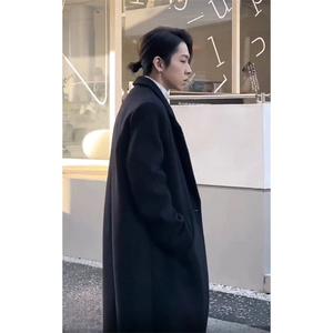 现货带垫肩秋冬韩版毛呢大衣宽松高级感潮流外套 DY0030加绒P128图片