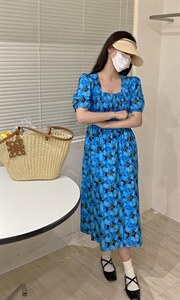 夏季花色连衣裙,女装连衣裙,唇蔻