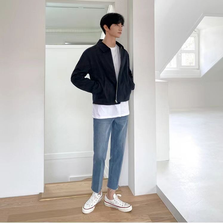 美式潮牌棒球服夹克男潮字母刺绣宽松百搭情侣飞行纽扣外套上衣,男装夹克,星座506A