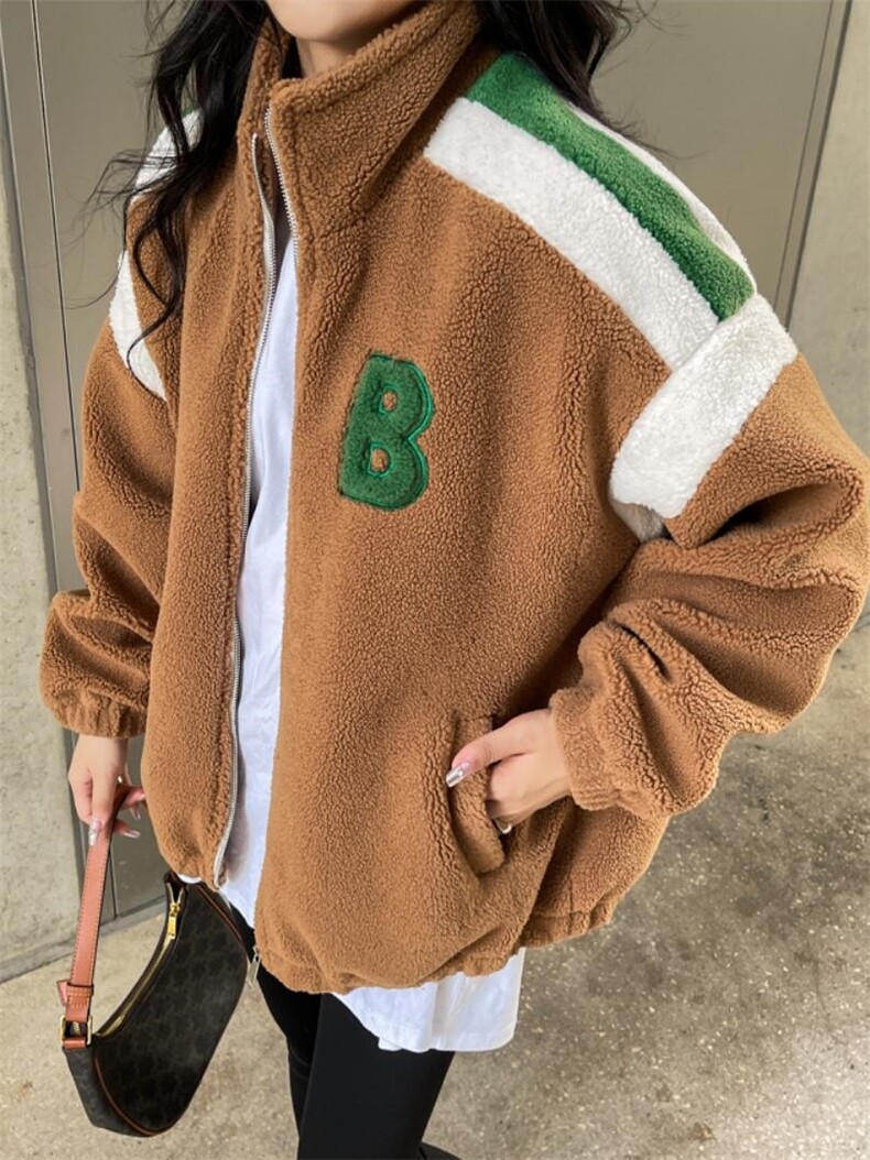 冬装新款毛毛棒球外套，其它，玫瑰共和国