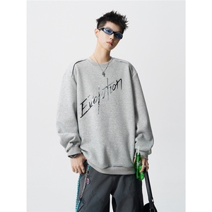 HW2535-特p45控78面布54.2棉45.8聚酯圆领领情侣卫衣宽松外套男图片