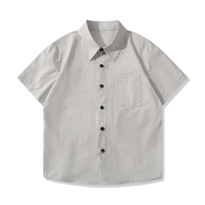 B413-1-CS389夏季纽扣短款短袖衬衫通勤时尚休闲韩版女士衬衣服图片