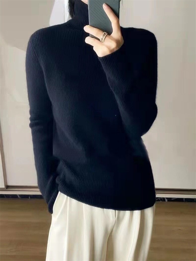 秋季新款舒适显瘦时尚百搭元宝针自由领针织衫,针织衫/毛衣,恒恩羊绒