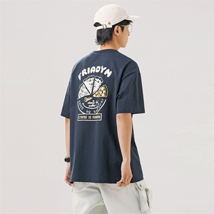 2025夏季新款男装日系潮牌纯色圆领宽松短袖休闲T恤半袖T928-F40图片