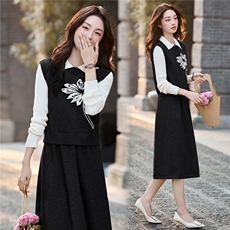 【现货】2025年秋季新款时尚花朵马甲背心连衣裙套装显瘦减龄，女装套装/套裙，辉煌依升