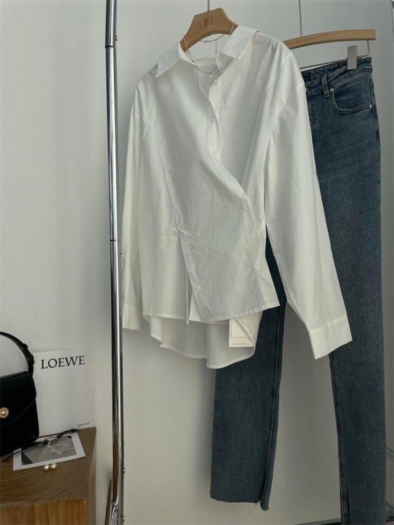 款号：WC0057交叠翻领衬衫，女装衬衫，BD