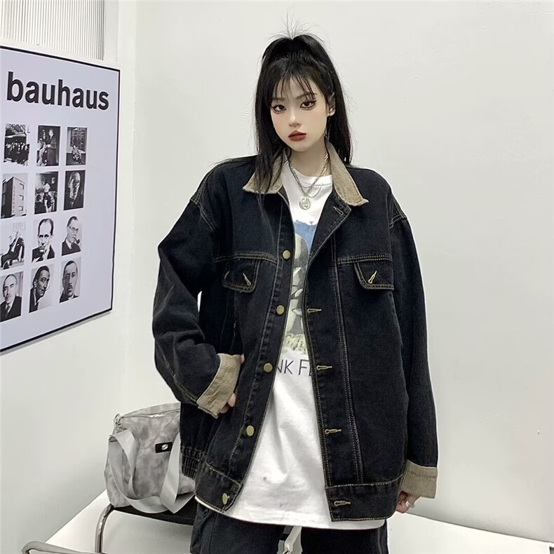 WE1872-P75美式复古高街牛仔外套女春秋季潮牌,男装工装外套,电商B323A