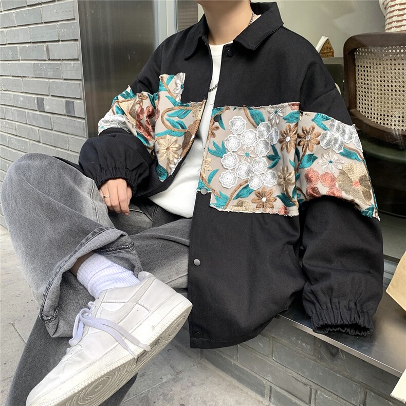 2026春季新款港风休闲宽松外套M-5XL男潮拼接翻领夹克7568P85,男装夹克,星座227-7