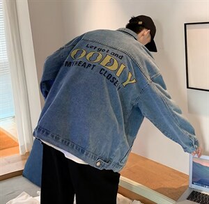 男秋季外套潮牌街头牛仔夹克R001P60图片