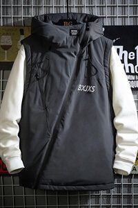 网格灰色连帽棉马甲男秋冬季休闲百搭棉背心外套A090-MJ20P75限98图片