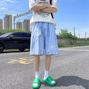 男新款青少年时尚休闲条纹绣花短裤GDK31P33