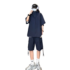 量大优供视频泡泡纱夏款连帽套装短袖短裤男CP74TZ-特p60，男装休闲套装，电商B371