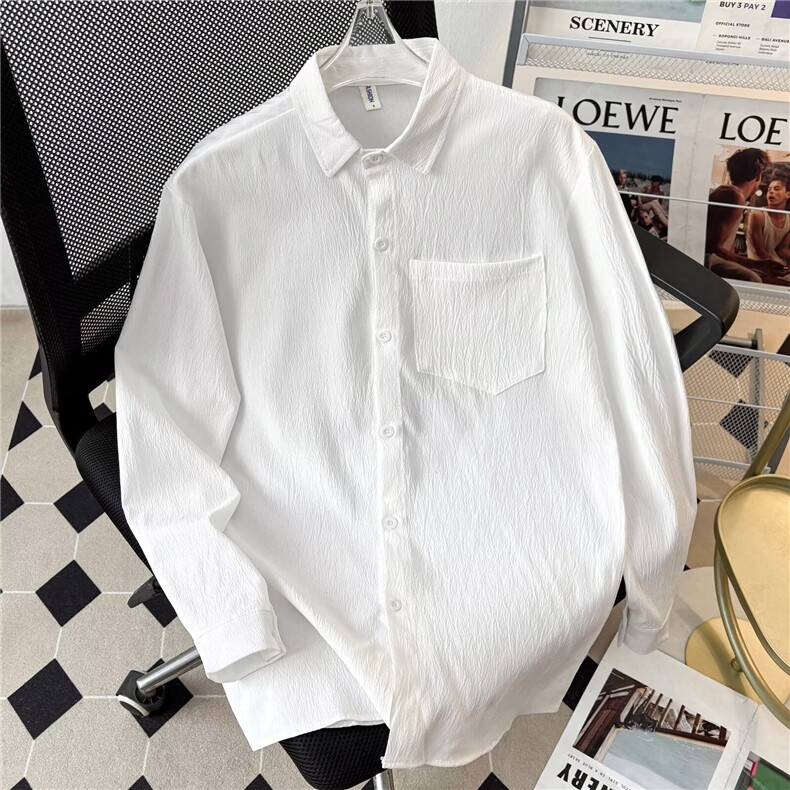 极简风长袖防晒苎麻衬衫女夏新款宽松气质中长上衣CY1243-P32，男装防晒衣，星座412-3