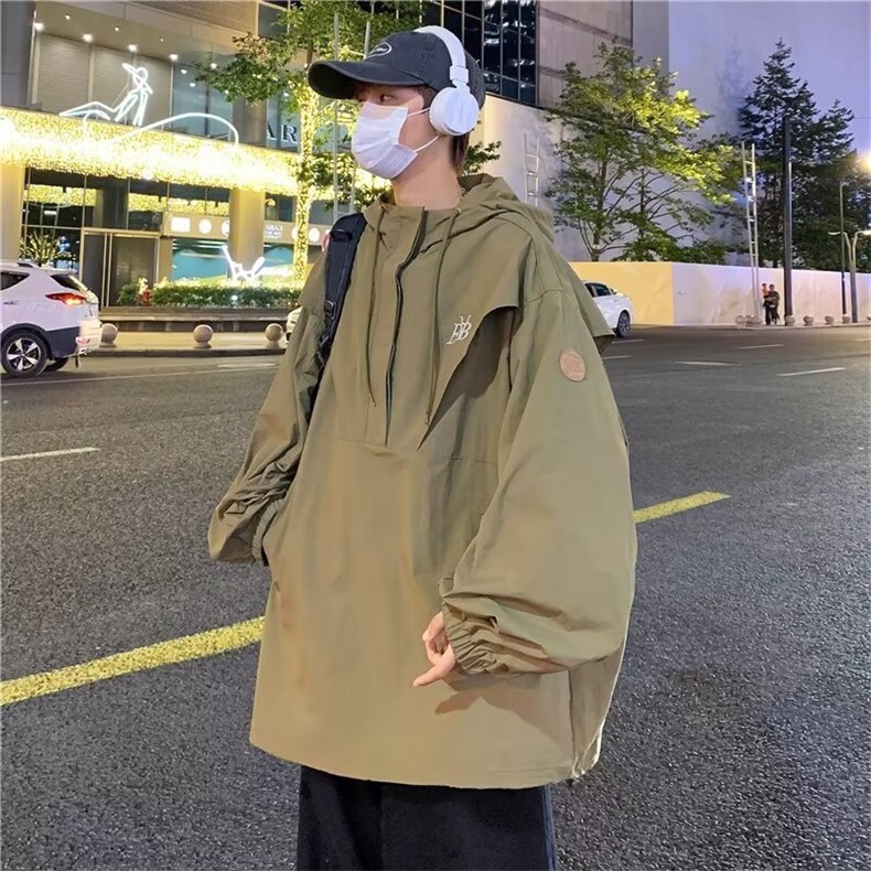 日系cityboy字母情侣冲锋衣夹克男春秋潮牌小众连帽外套W3799-P50,男装夹克,星座412