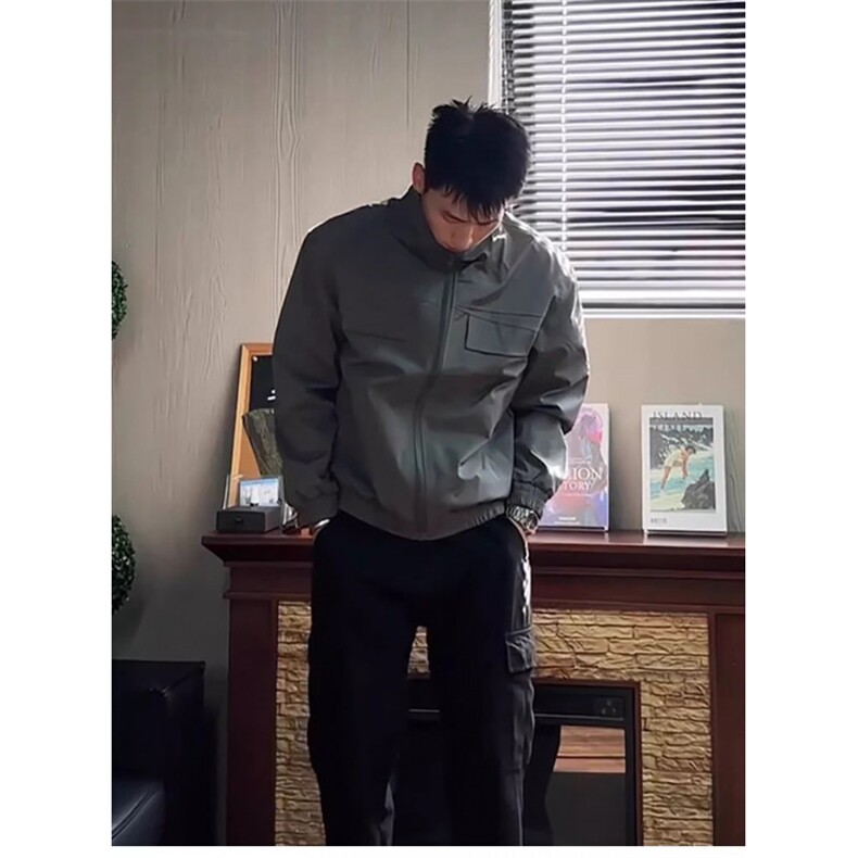 美式复古飞行员外套男士春秋季机能工装立领夹克潮流痞帅上衣,男装夹克,星座506A