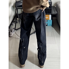 B221美式ins高街小众拉链直筒牛仔裤LK23028-P60控78，男装牛仔裤，电商B221