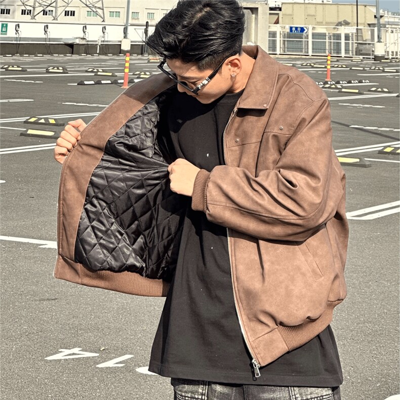 5322R-P80美式皮衣外套男秋冬款夹克棉服痞帅风夹棉棒球服,男装夹克,星座215-1
