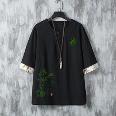 男士衬衫五分袖衬衣中袖印花立领唐装风XZ1512-240923-P35，男装衬衫，星座1512