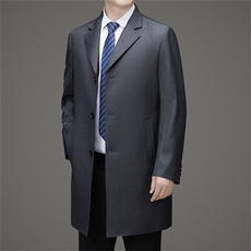 MJ81802春秋新款男士中长款风衣大翻领商务领导服男装纯色外套，男装风衣，电商B360A（原721A）