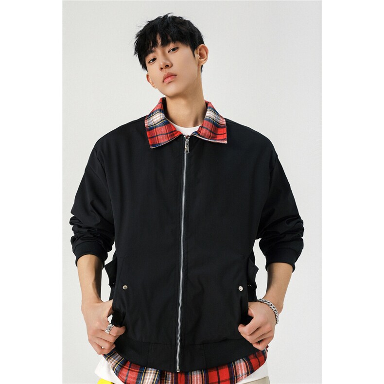 无影墙假两件翻领夹克外套男春秋拼接撞色美式CLeanfit飞行服P80，男装夹克，电商C306-1