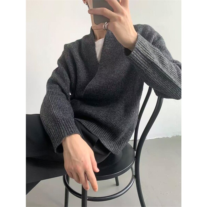网图有货一旦道院针织衫设计感立领毛衣开始V领外套男A1013-P53,男装针织衫/毛衣,星座1505
