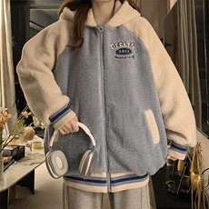 C547-P120加绒加厚女新款羊羔绒中学生毛毛外套棉服可爱棒球服，男装棉衣，星座911-2(原星座613-2）