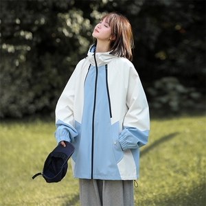 815A-MJ78312-75特 春秋装新品拼色户外登山服三防冲锋衣外套女模图片