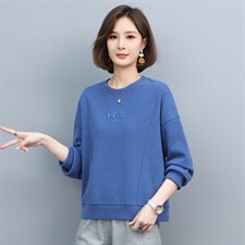 韩版绣花宽松套头圆领长袖棉卫衣女长袖通勤，女装卫衣/绒衫，3200格调