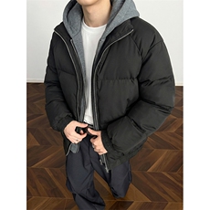现货高品质重磅工艺美式高街假两件PU皮棉衣男女加厚棉服外套，男装棉衣，电商A443