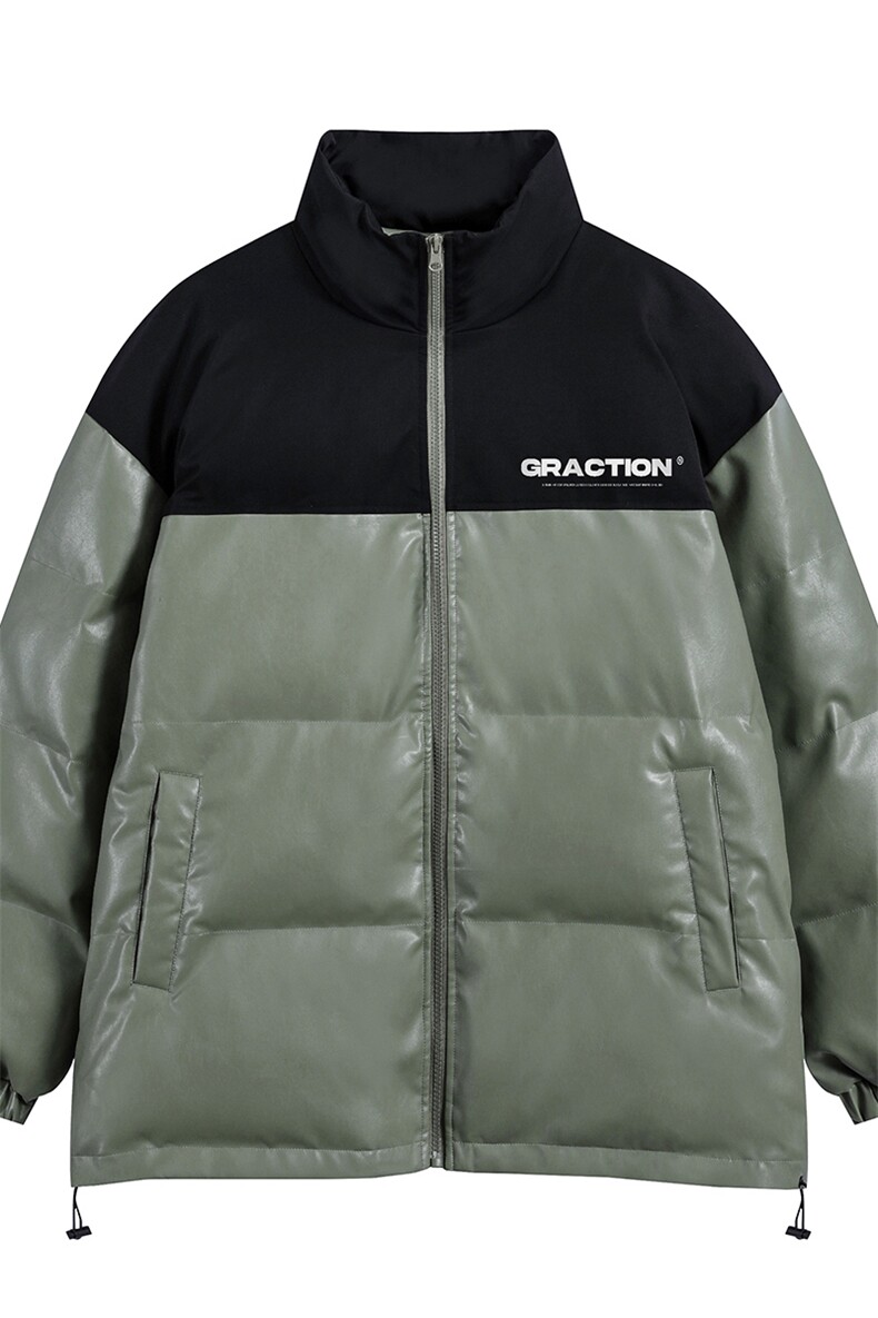 白底23新款冬季时尚百搭宽松字母印花PU棉服外套MY401P115控158,男装棉衣,电商A247-1