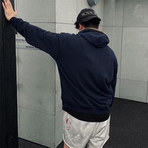 抖音得物高品质二开 25秋冬美式重磅宽松纯色连帽贝壳刺绣卫衣W63图片