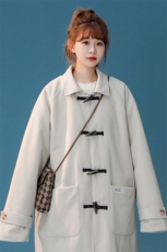 1中性牛角扣加棉呢可拆卸帽大码M-5XL大衣外套女FY8716P138控188，女装短外套，星座226-2