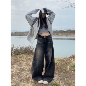 【有货】N1057CC-特P55 弯刀牛仔裤男女同款阔腿裤子图片