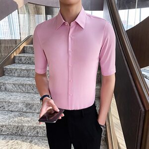 2021春夏短袖衬衫男七分袖衬衣中袖五分半袖A470-CS22-图片