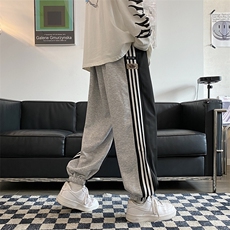 夏季美式条纹撞色休闲裤男束脚运动裤宽松学生百搭九分裤KD164，男装休闲裤，星座1116A-1（原606A）