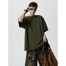 超大码金属标手工设计肌理感短袖T恤8XL-M垂感冰丝半袖DX1220/P38，男装T恤，电商B238