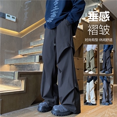 抖音品质秋季户外机能褶皱宽松冲锋长裤B315-K24271-特p30控58，男装休闲裤，电商B315