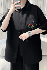 2025 夏季新款 旋律风车大码绣花帅气短袖衬衫M-5X HC25323-特P35图片